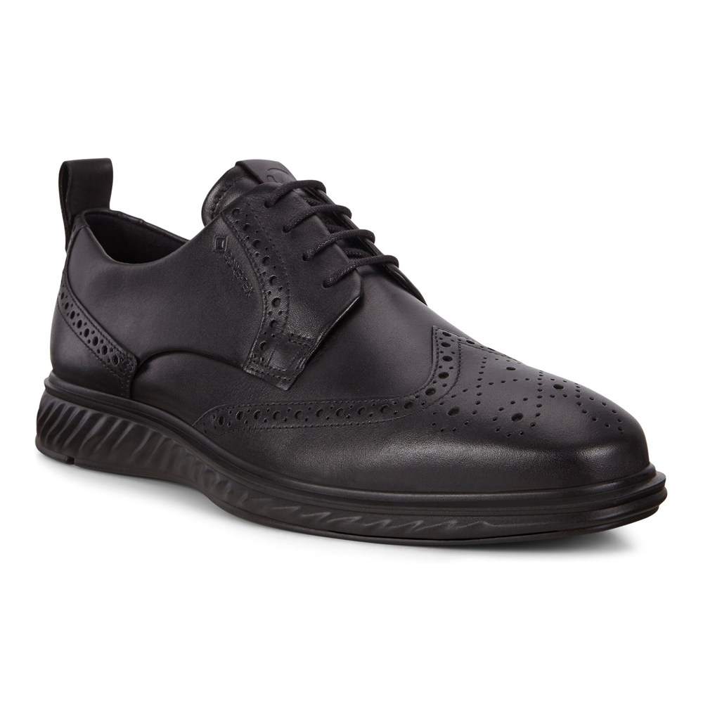 ECCO Mens Dress Shoes Black - St.1 Hybrid Lite Wingtip - FDZ-492630